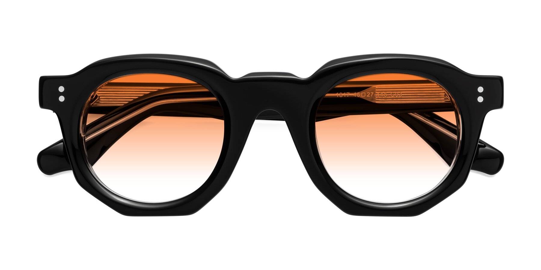 Folded Front of Clio in Black-Clear with Orange Gradient Lenses