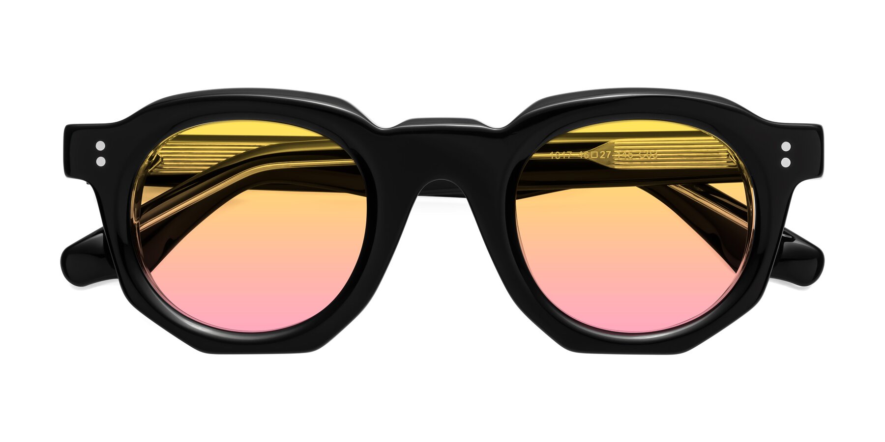 Folded Front of Clio in Black-Clear with Yellow / Pink Gradient Lenses