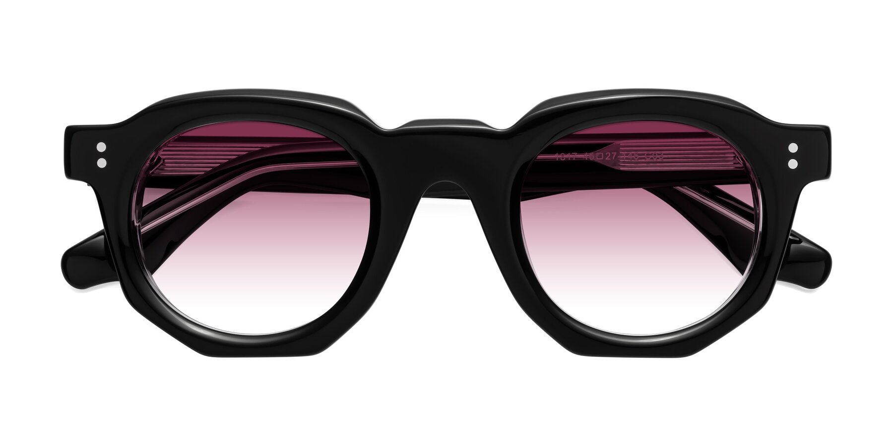 Folded Front of Clio in Black-Clear with Wine Gradient Lenses