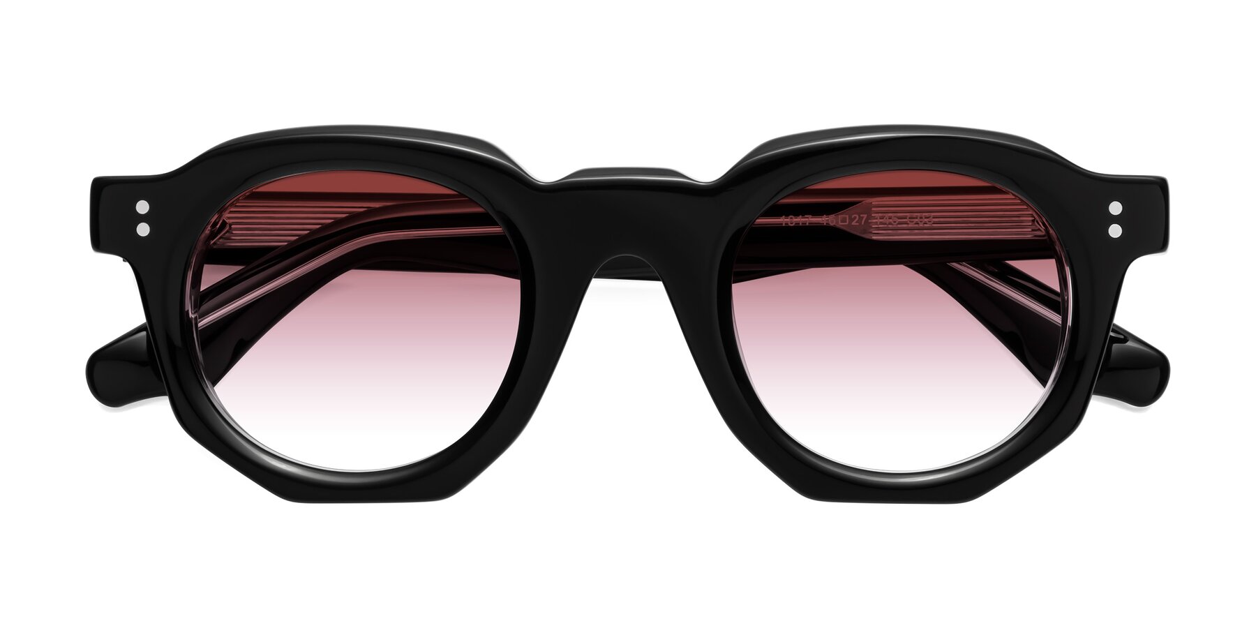 Folded Front of Clio in Black-Clear with Garnet Gradient Lenses