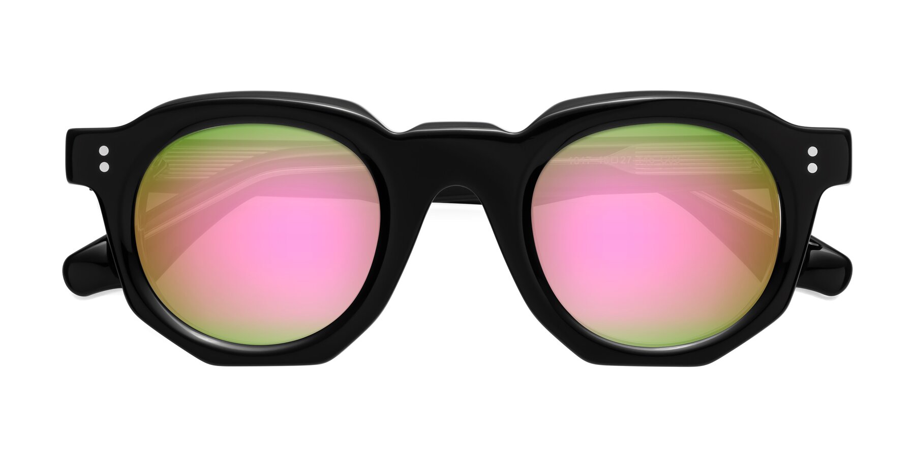 Folded Front of Clio in Black-Clear with Pink Mirrored Lenses