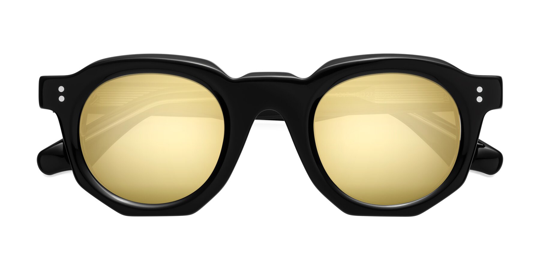 Folded Front of Clio in Black-Clear with Gold Mirrored Lenses