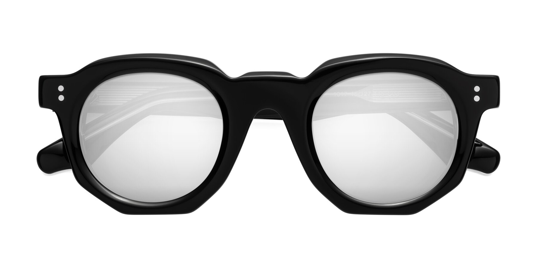Folded Front of Clio in Black-Clear with Silver Mirrored Lenses