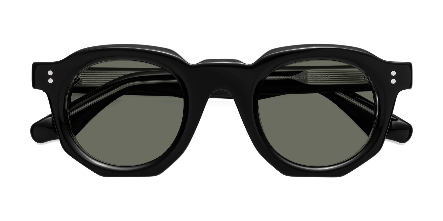 Folded Front of Clio in Black-Clear with Gray Polarized Lenses