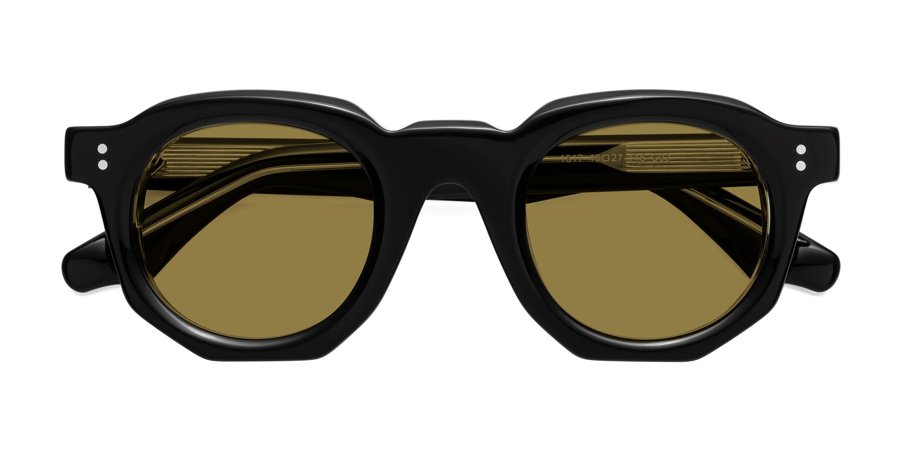 Folded Front of Clio in Black-Clear with Brown Polarized Lenses