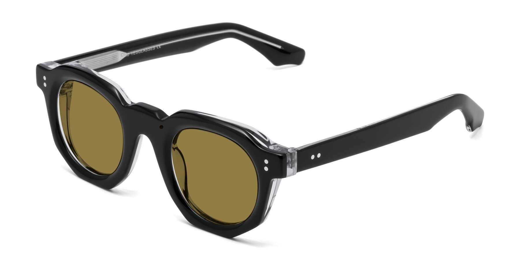 Angle of Clio in Black-Clear with Brown Polarized Lenses