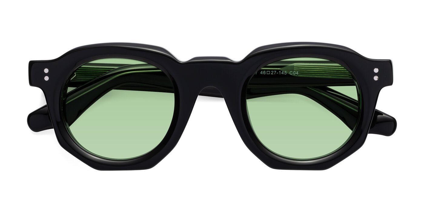 Clio - Black / Green Tinted Sunglasses
