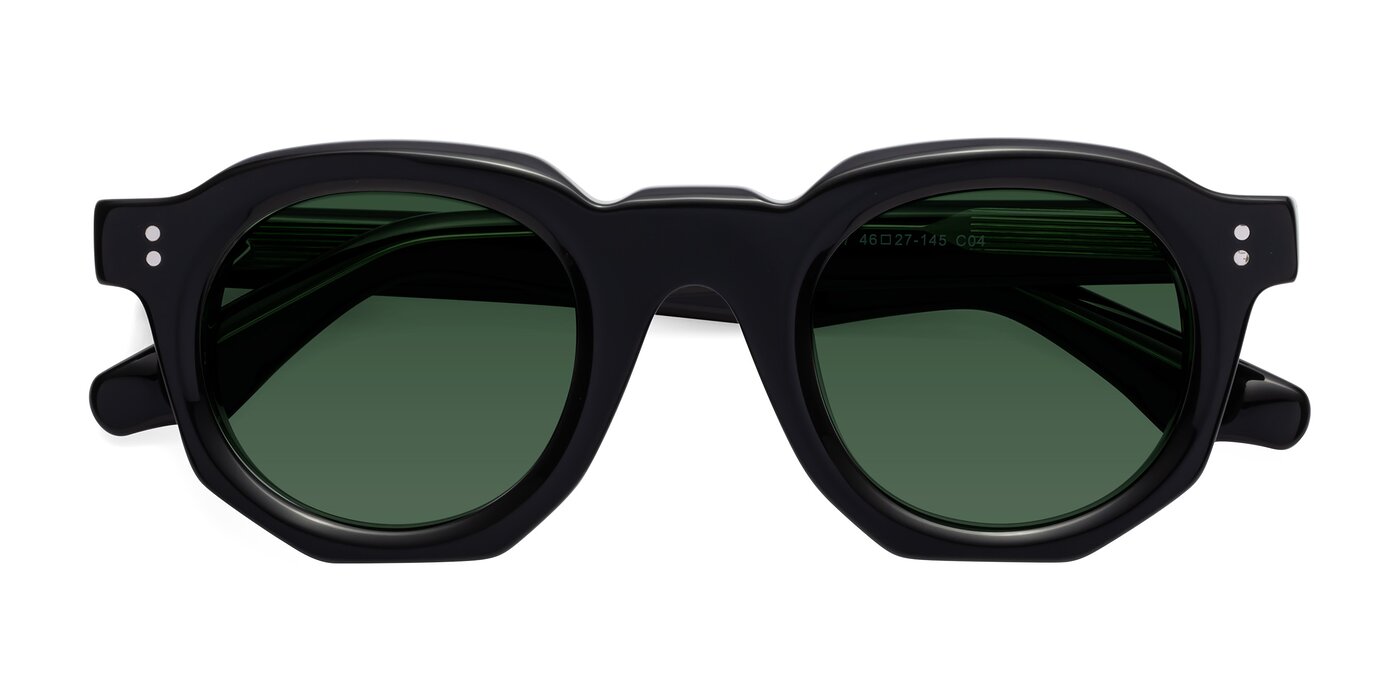 Clio - Black / Green Tinted Sunglasses