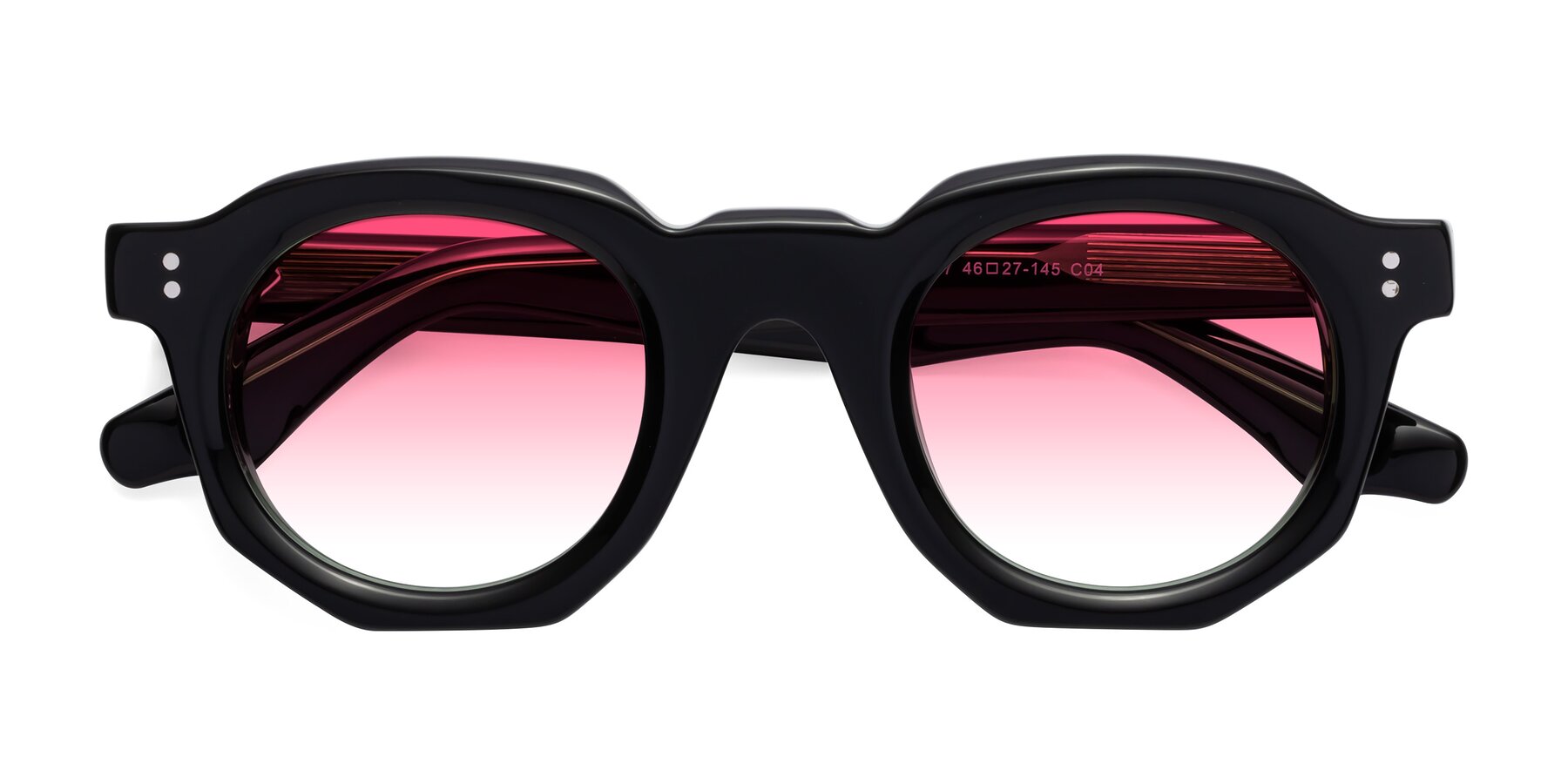 Folded Front of Clio in Black-Green with Pink Gradient Lenses