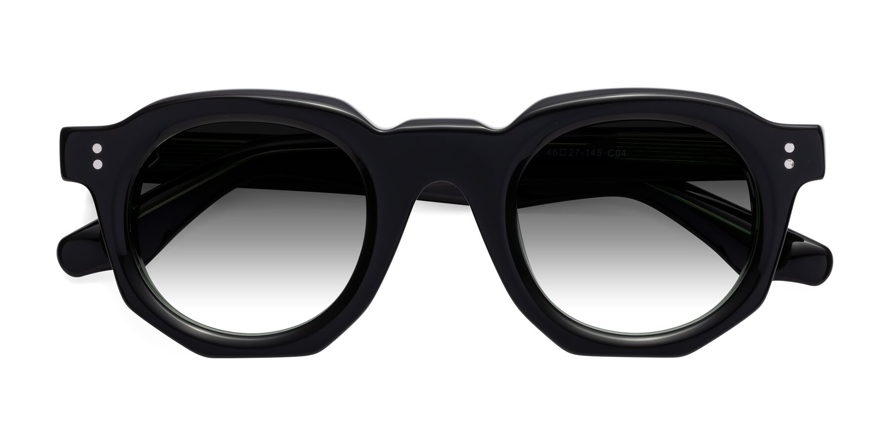 Folded Front of Clio in Black-Green with Gray Gradient Lenses