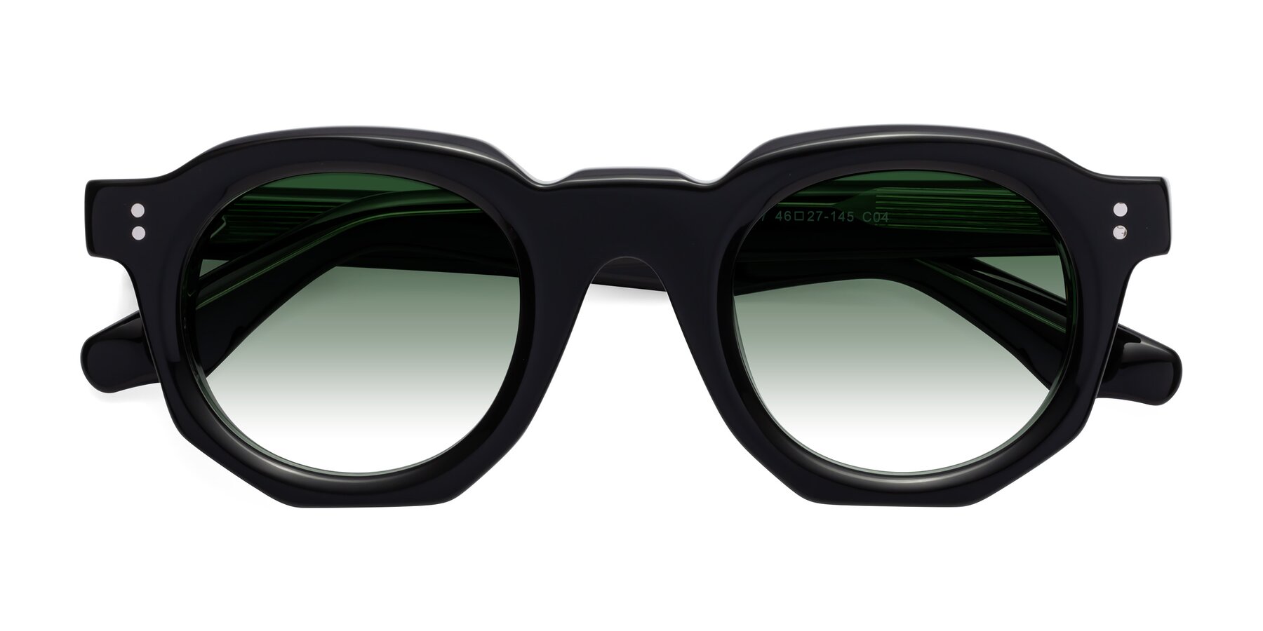 Folded Front of Clio in Black-Green with Green Gradient Lenses