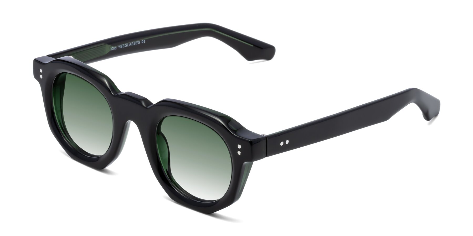 Angle of Clio in Black-Green with Green Gradient Lenses