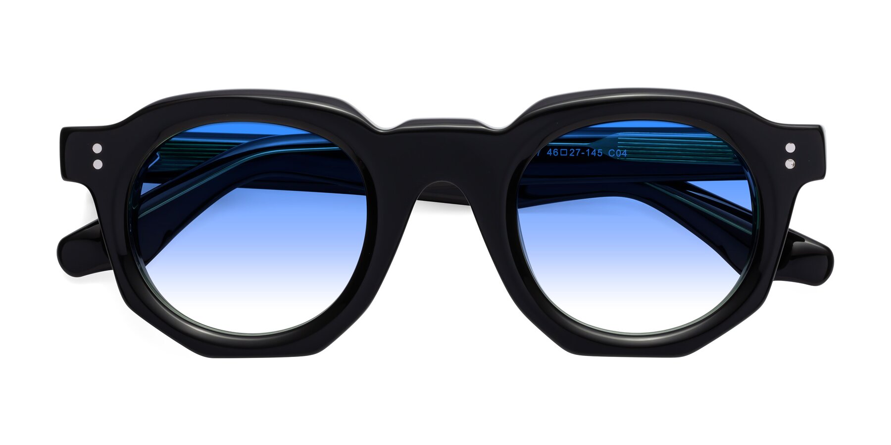 Folded Front of Clio in Black-Green with Blue Gradient Lenses