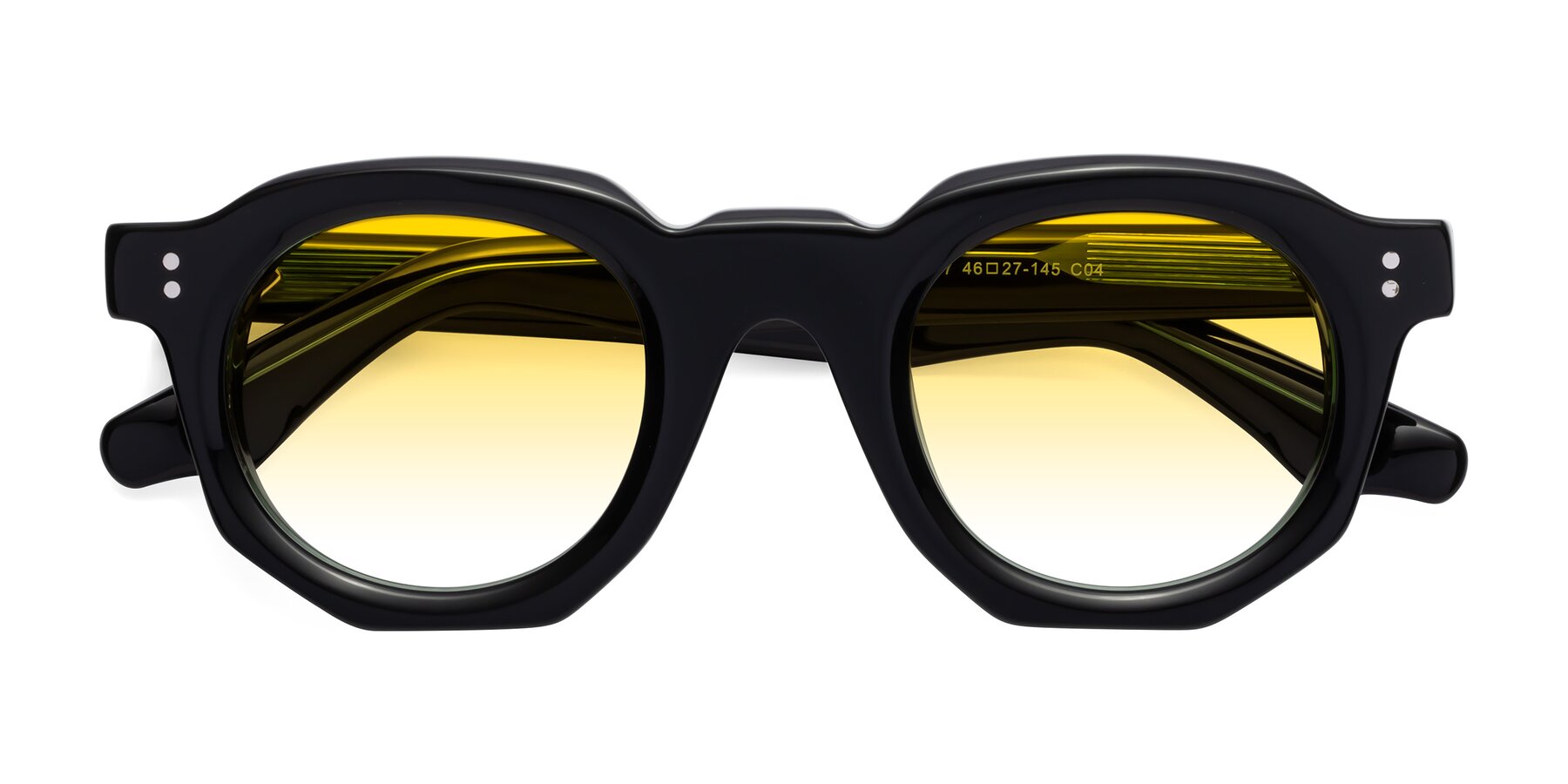 Folded Front of Clio in Black-Green with Yellow Gradient Lenses