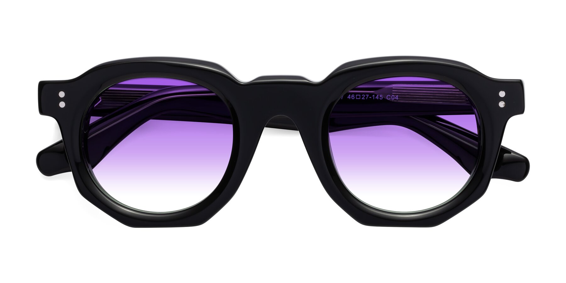 Folded Front of Clio in Black-Green with Purple Gradient Lenses