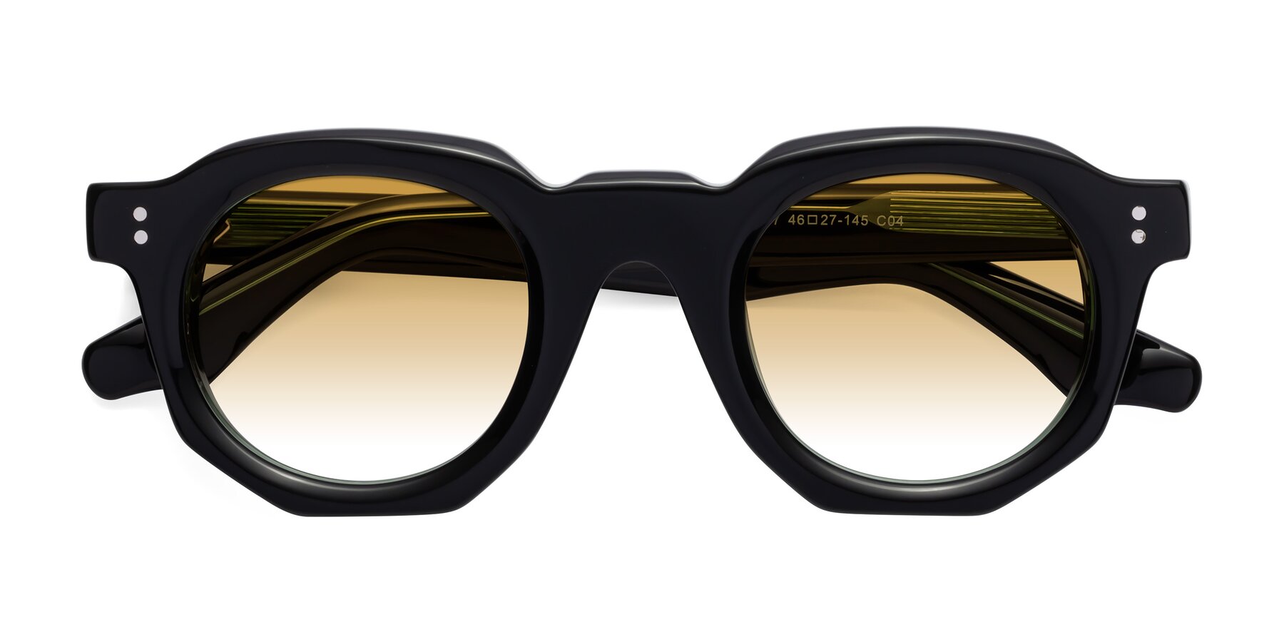 Folded Front of Clio in Black-Green with Champagne Gradient Lenses