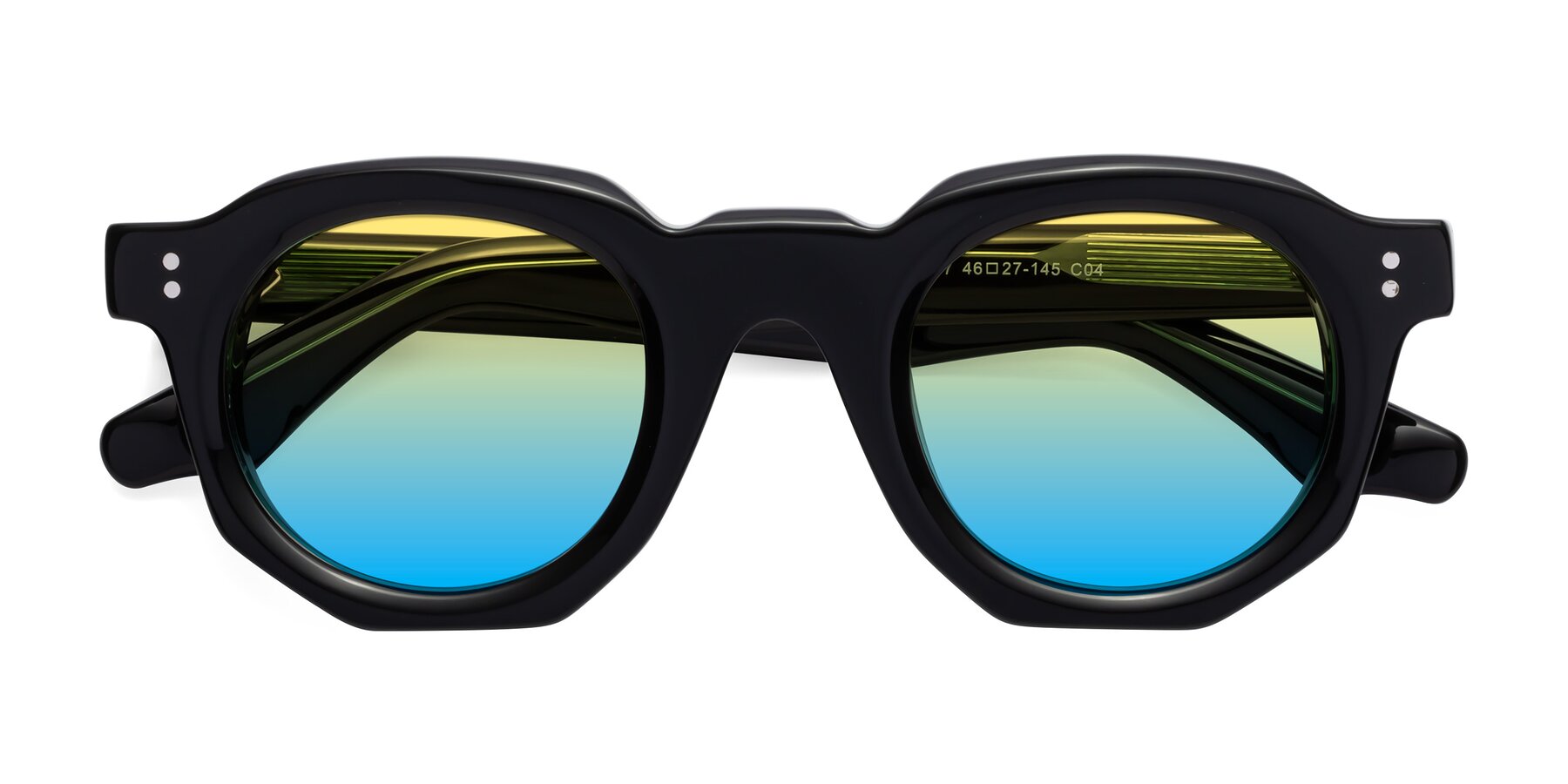 Folded Front of Clio in Black-Green with Yellow / Blue Gradient Lenses