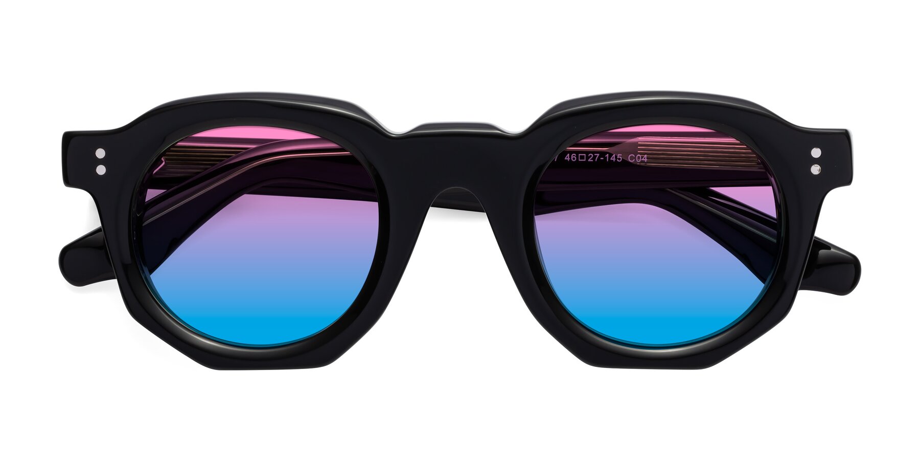 Folded Front of Clio in Black-Green with Pink / Blue Gradient Lenses