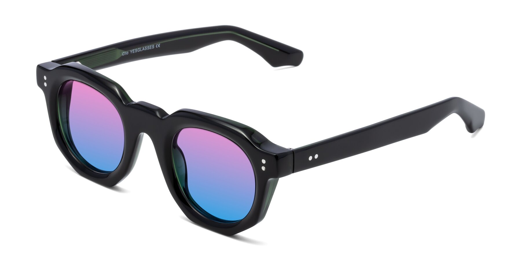 Angle of Clio in Black-Green with Pink / Blue Gradient Lenses