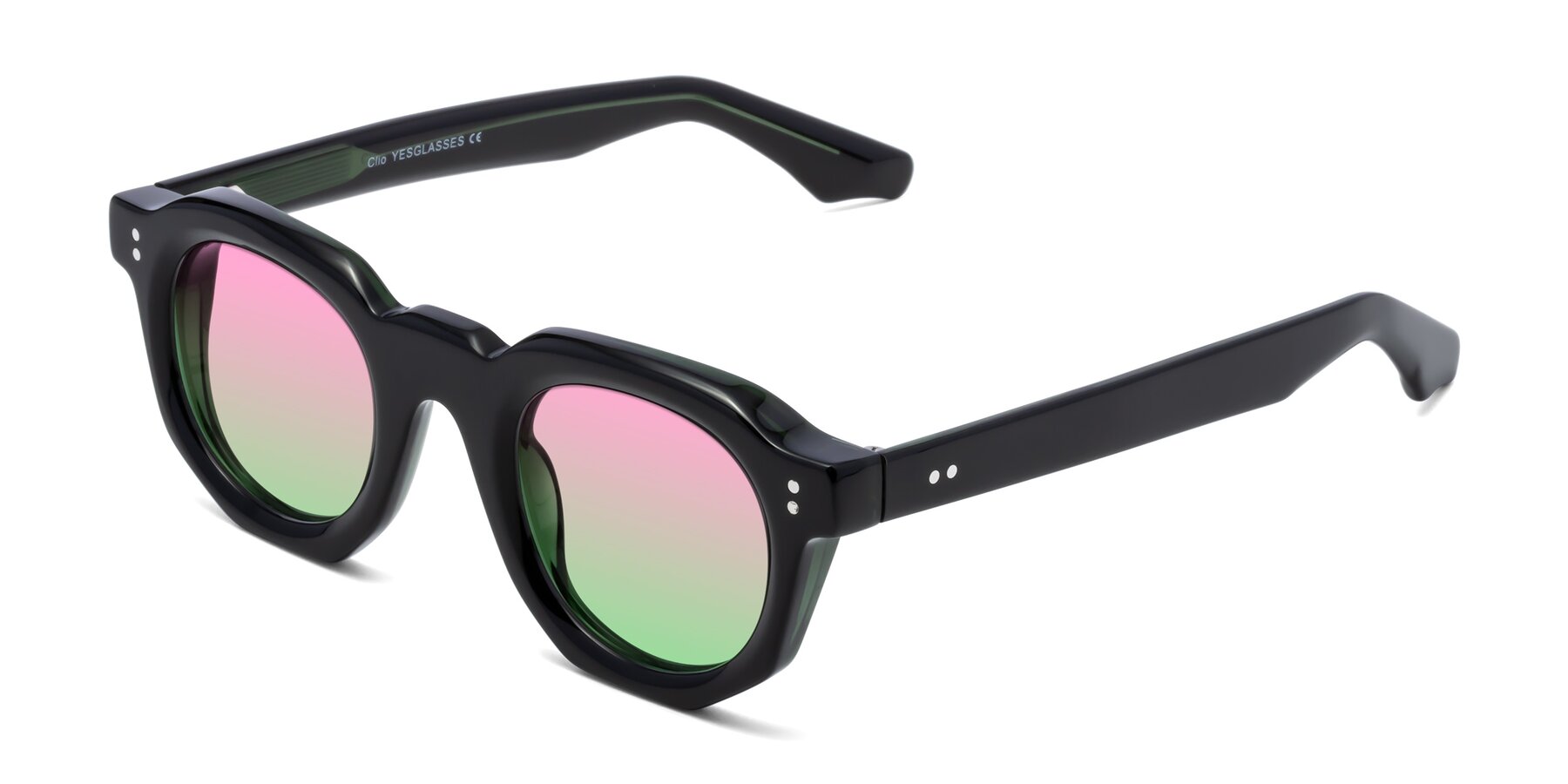 Angle of Clio in Black-Green with Pink / Green Gradient Lenses