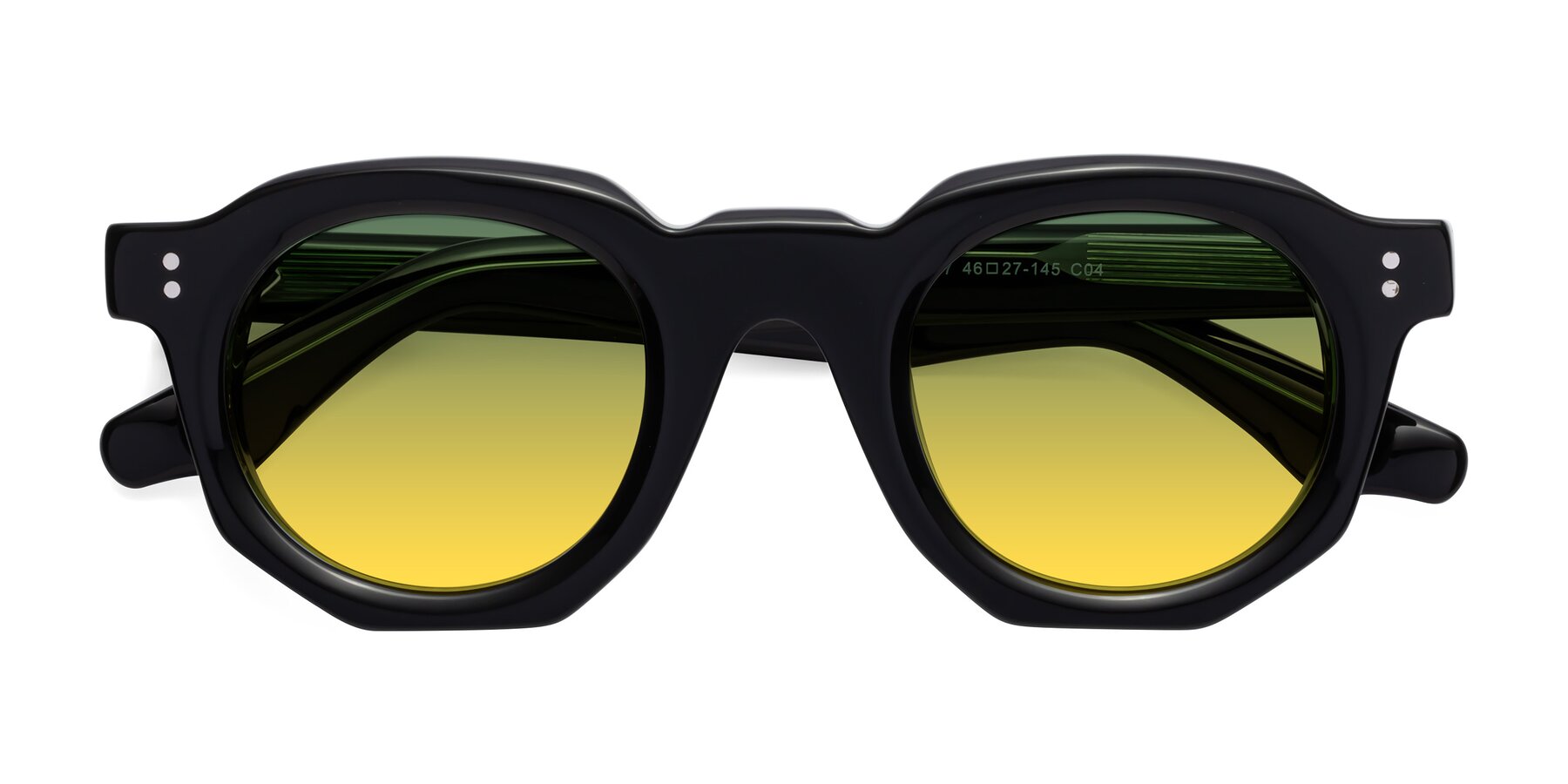 Folded Front of Clio in Black-Green with Green / Yellow Gradient Lenses
