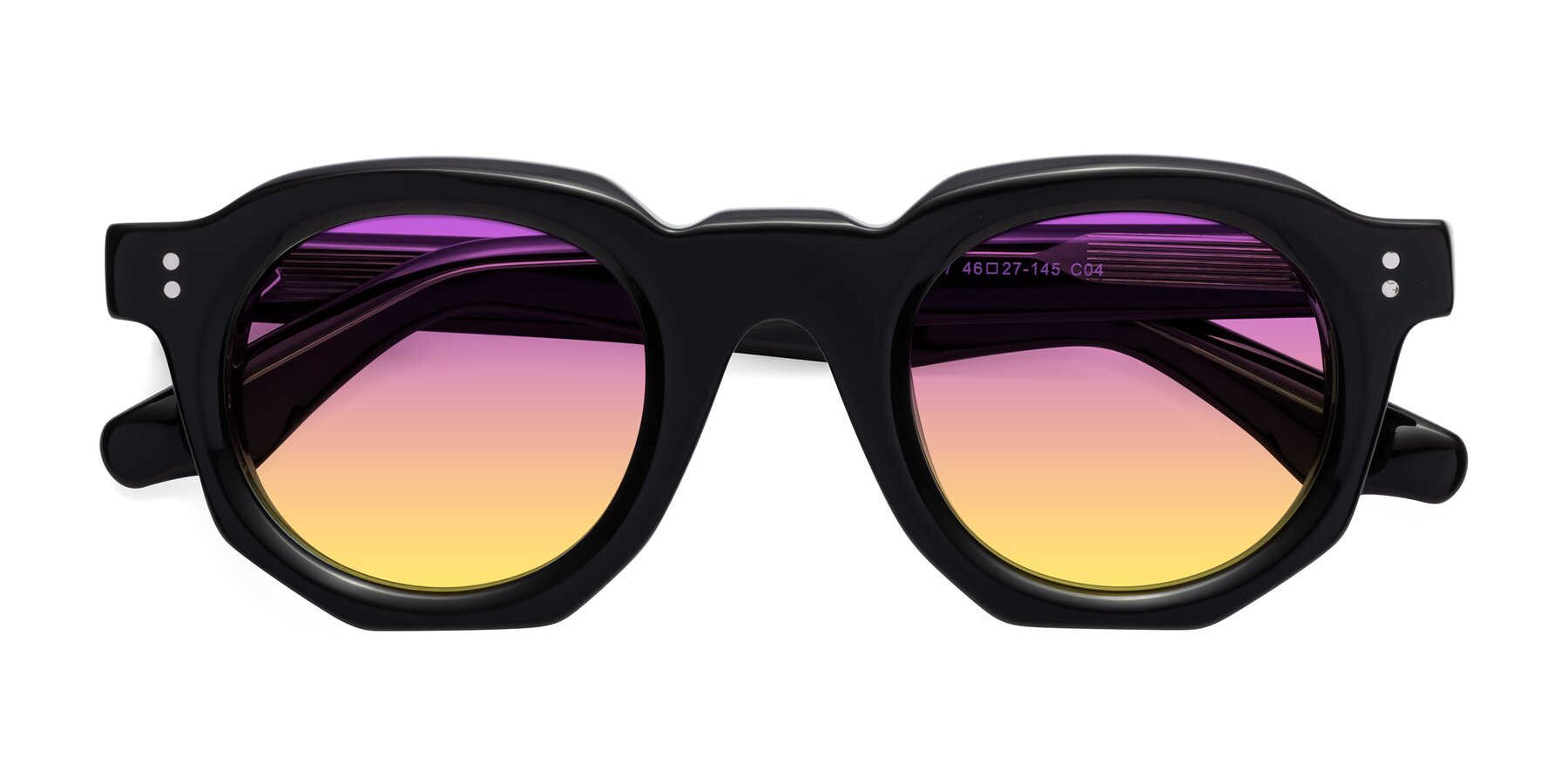 Folded Front of Clio in Black-Green with Purple / Yellow Gradient Lenses