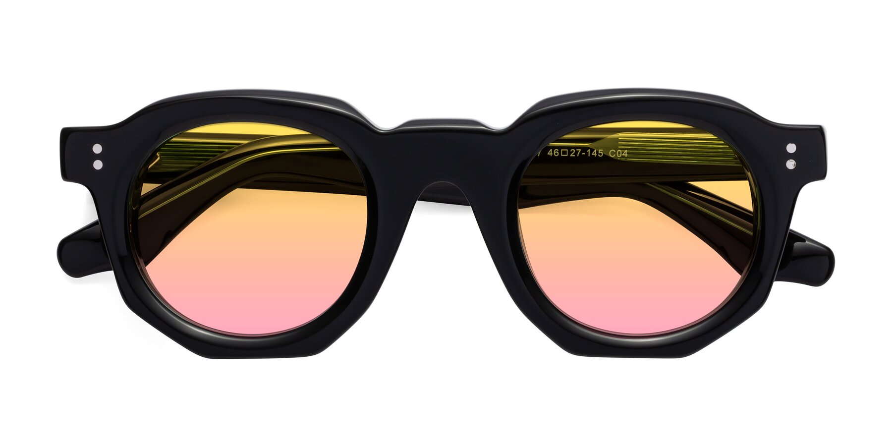 Folded Front of Clio in Black-Green with Yellow / Pink Gradient Lenses