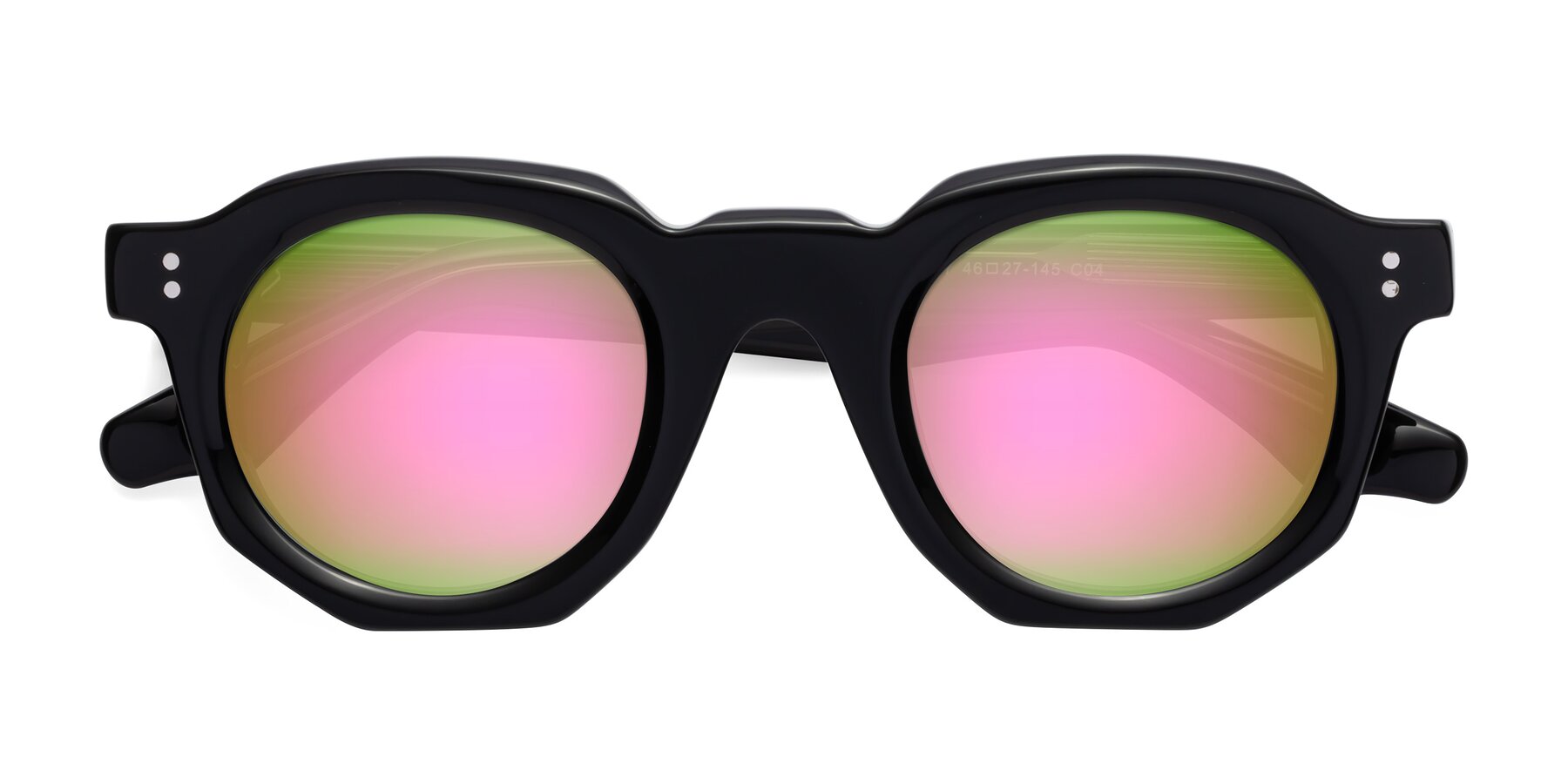 Folded Front of Clio in Black-Green with Pink Mirrored Lenses