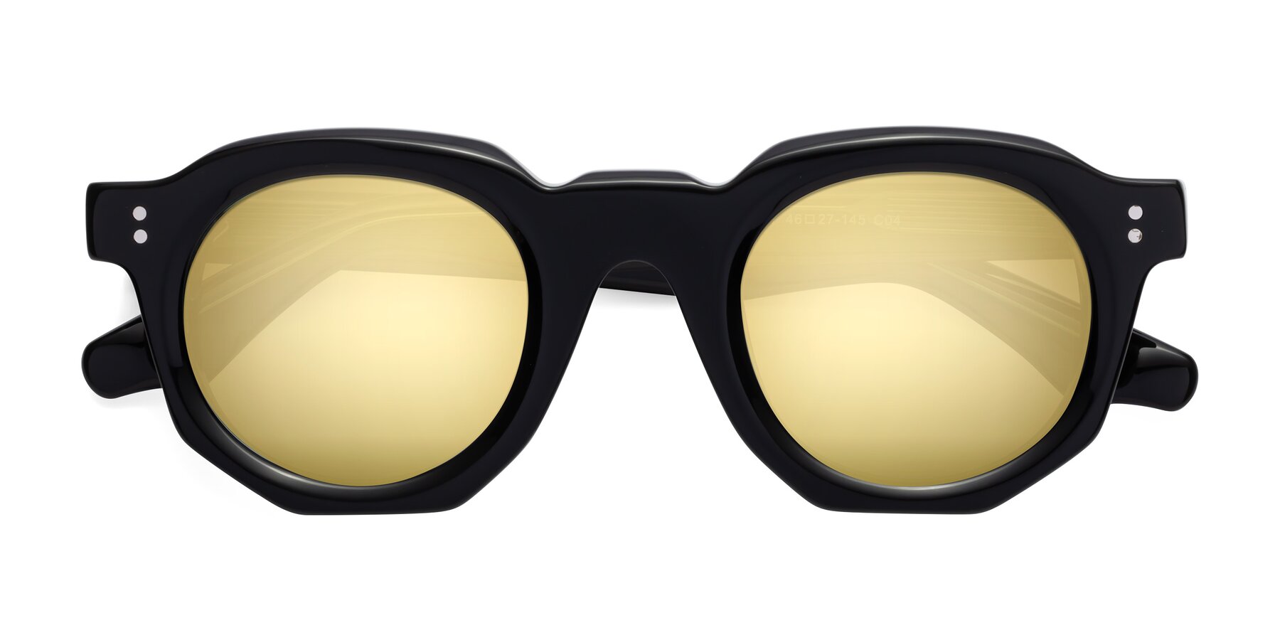 Folded Front of Clio in Black-Green with Gold Mirrored Lenses