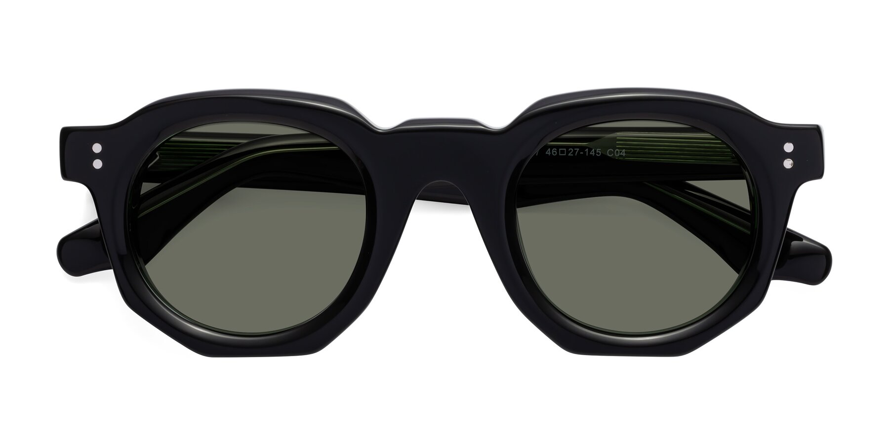 Folded Front of Clio in Black-Green with Gray Polarized Lenses