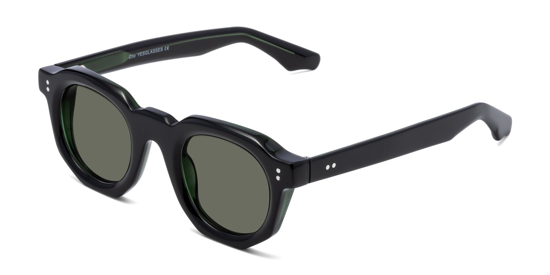 Angle of Clio in Black-Green with Gray Polarized Lenses