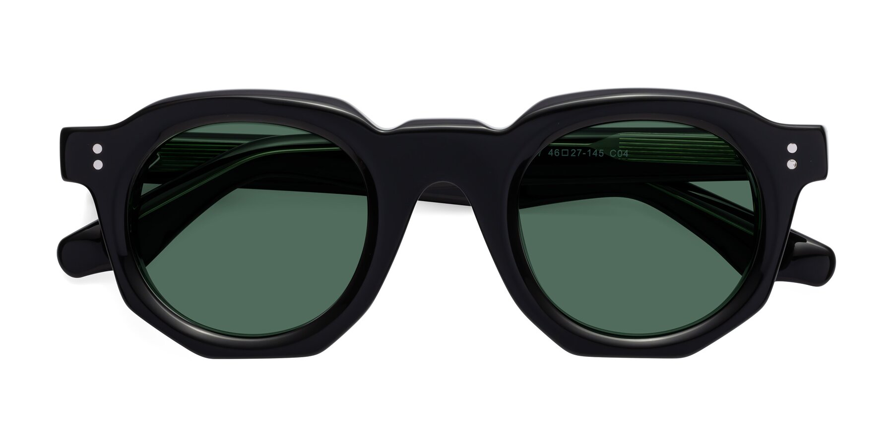 Folded Front of Clio in Black-Green with Green Polarized Lenses
