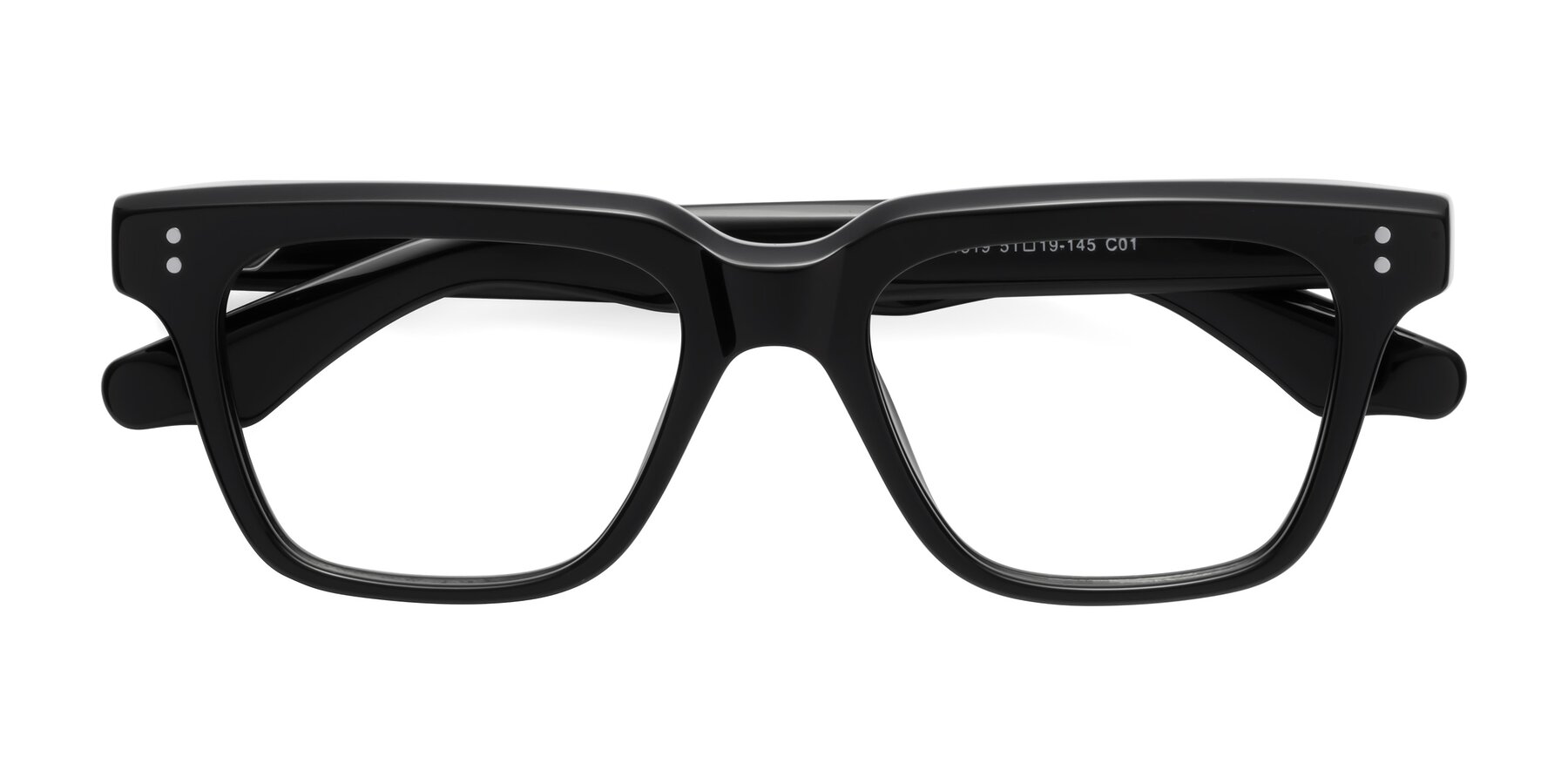 Folded Front of Gates in Black with Clear Reading Eyeglass Lenses