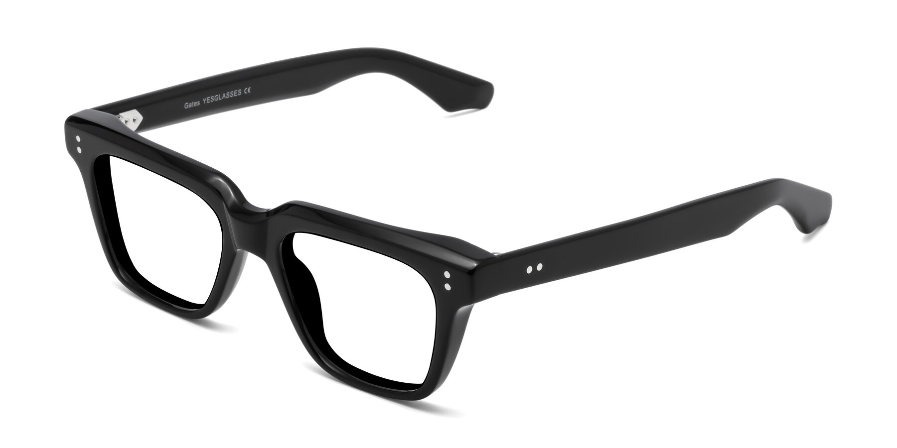 Angle of Gates in Black with Clear Reading Eyeglass Lenses