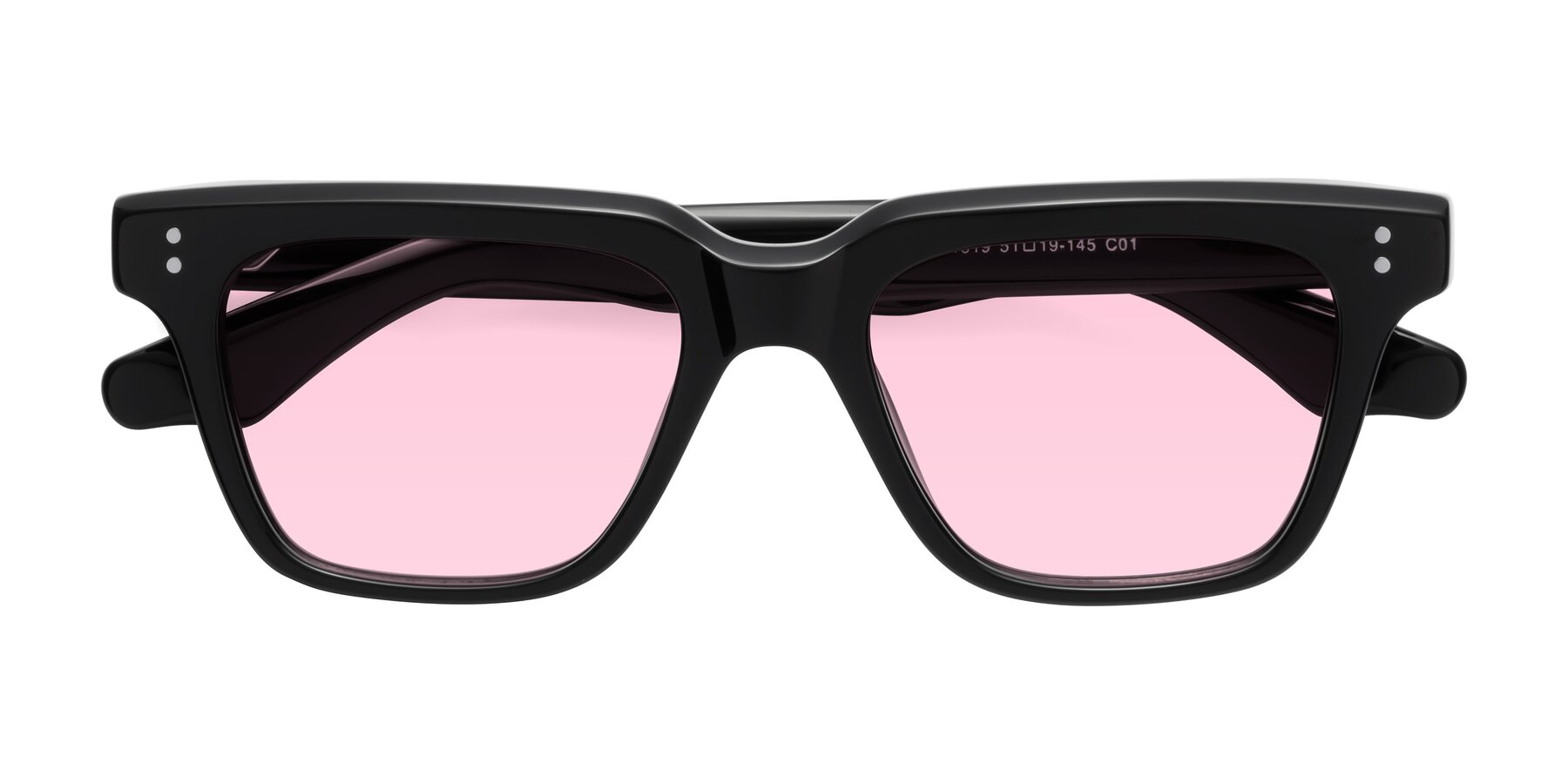 Folded Front of Gates in Black with Light Pink Tinted Lenses