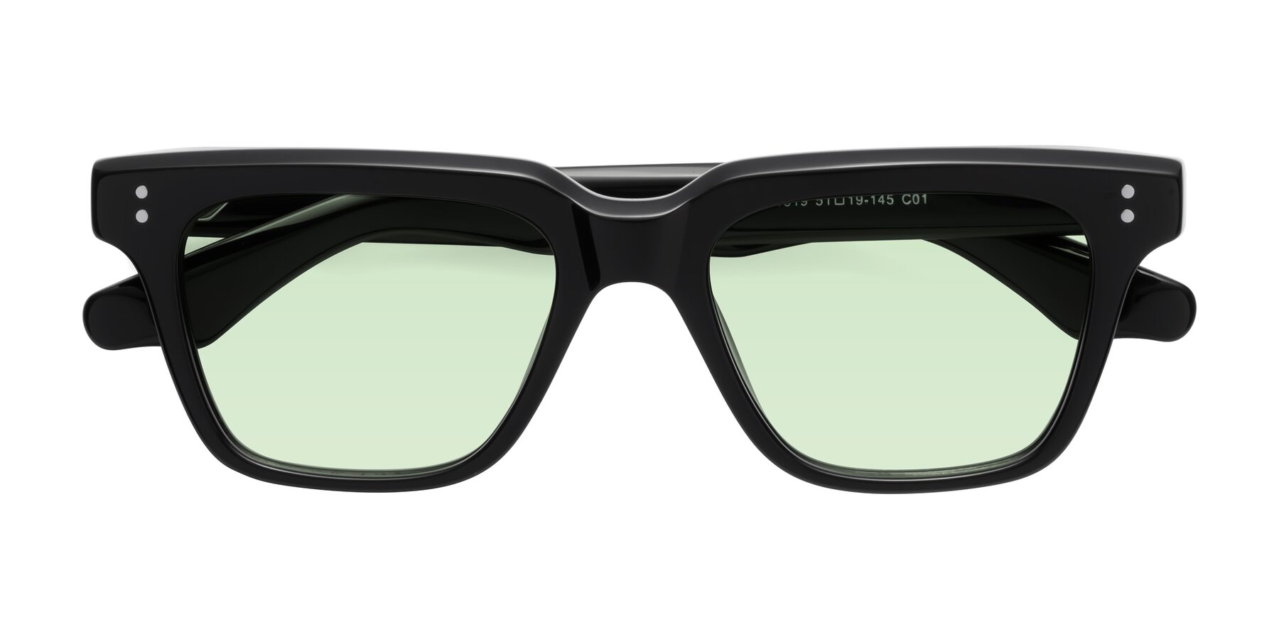 Folded Front of Gates in Black with Light Green Tinted Lenses