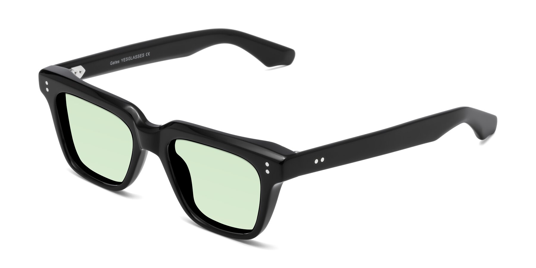 Angle of Gates in Black with Light Green Tinted Lenses