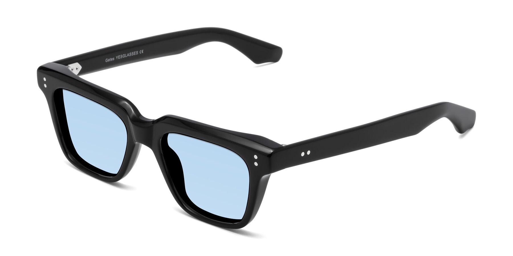 Angle of Gates in Black with Light Blue Tinted Lenses