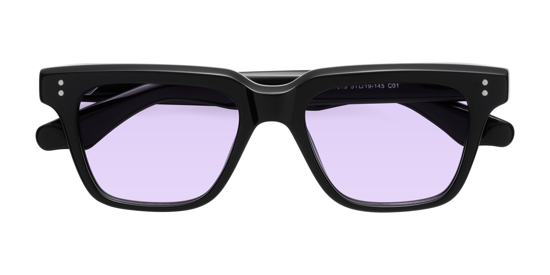 Folded Front of Gates in Black with Light Purple Tinted Lenses