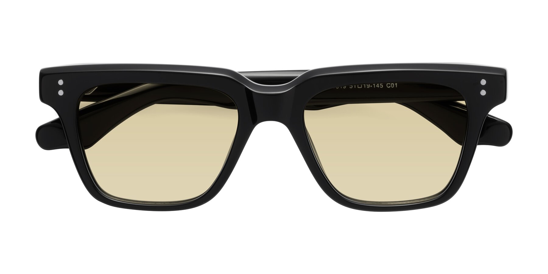 Folded Front of Gates in Black with Light Champagne Tinted Lenses