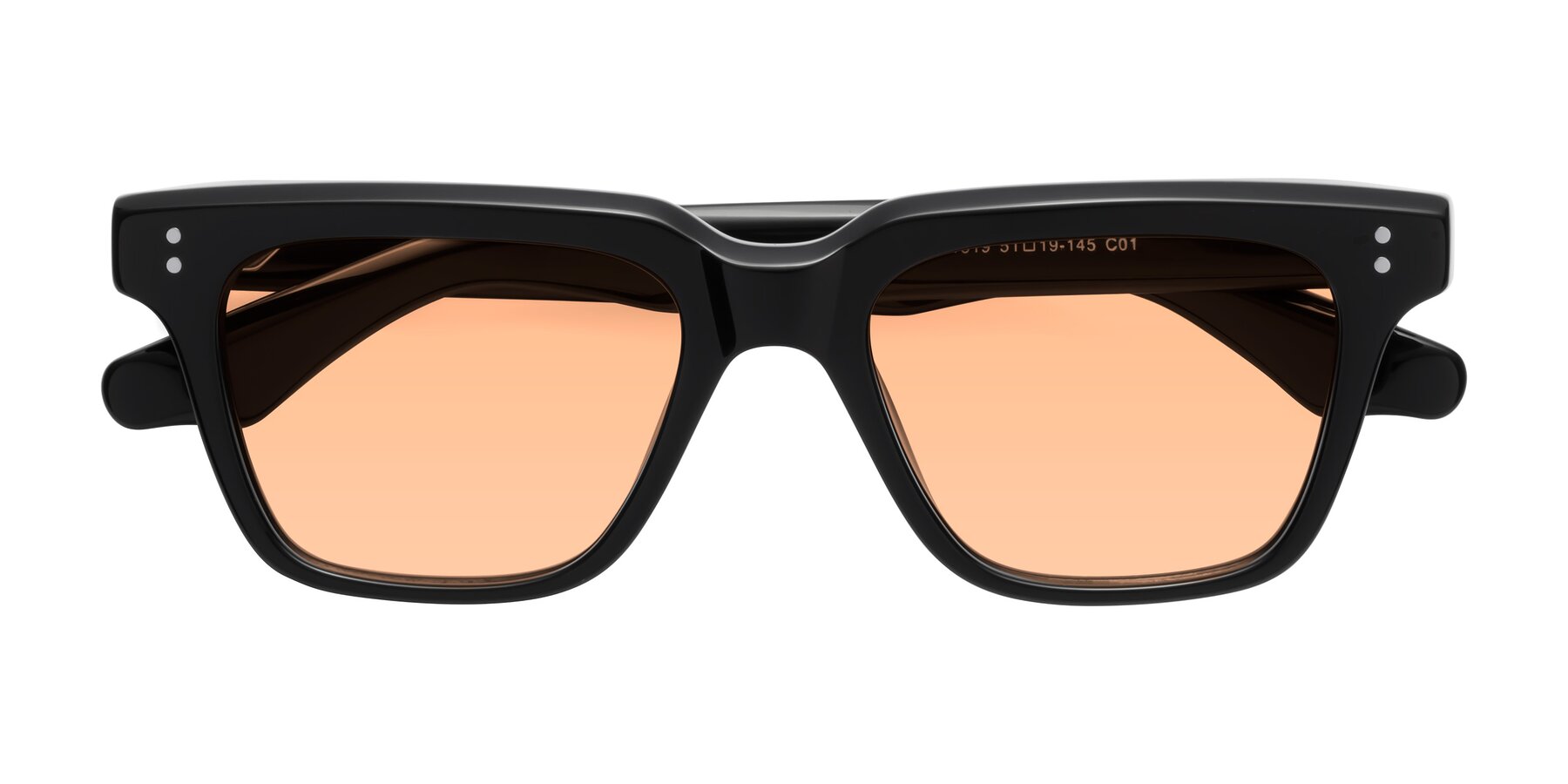 Folded Front of Gates in Black with Light Orange Tinted Lenses