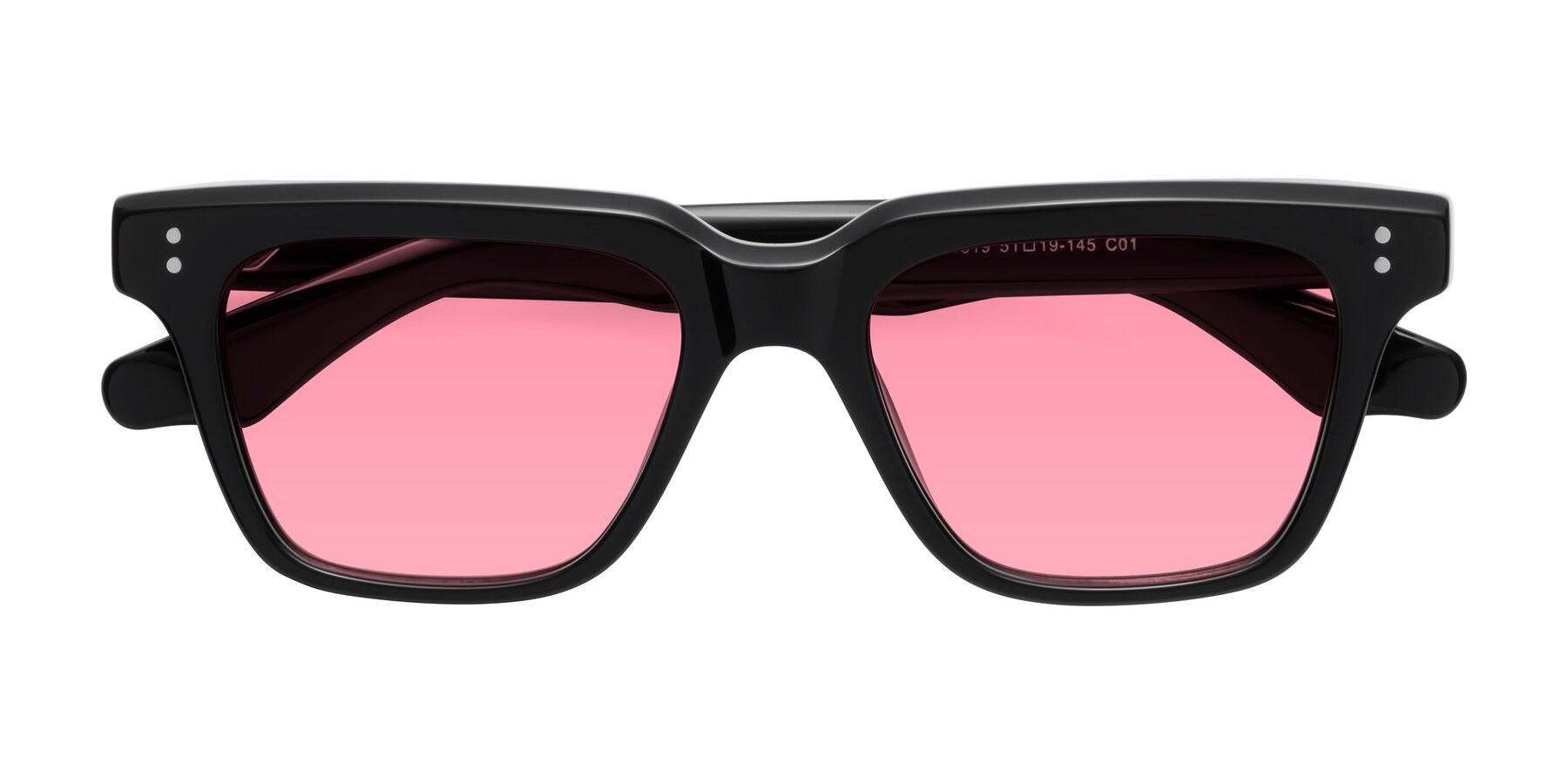 Folded Front of Gates in Black with Pink Tinted Lenses