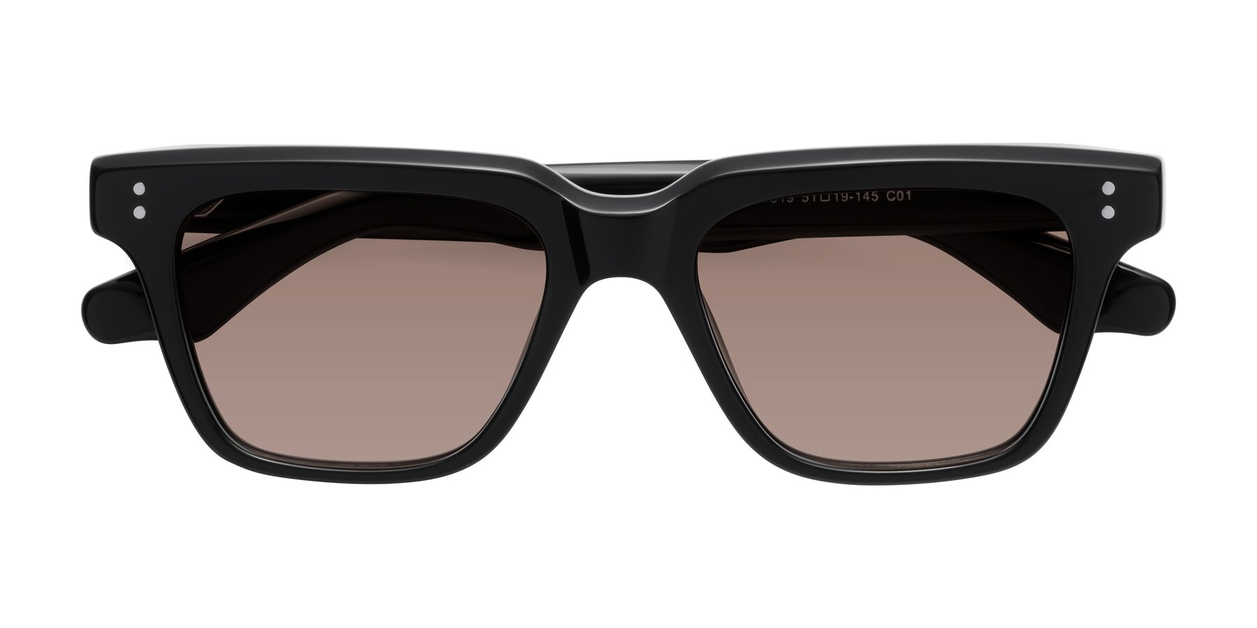 Folded Front of Gates in Black with Medium Brown Tinted Lenses