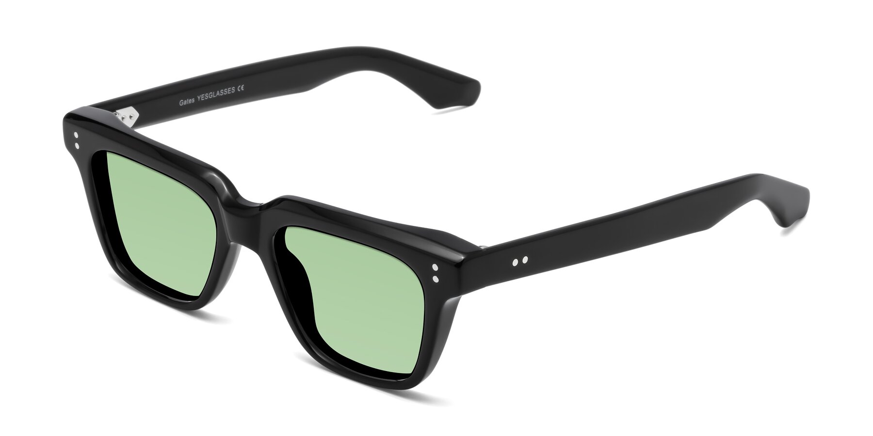 Angle of Gates in Black with Medium Green Tinted Lenses