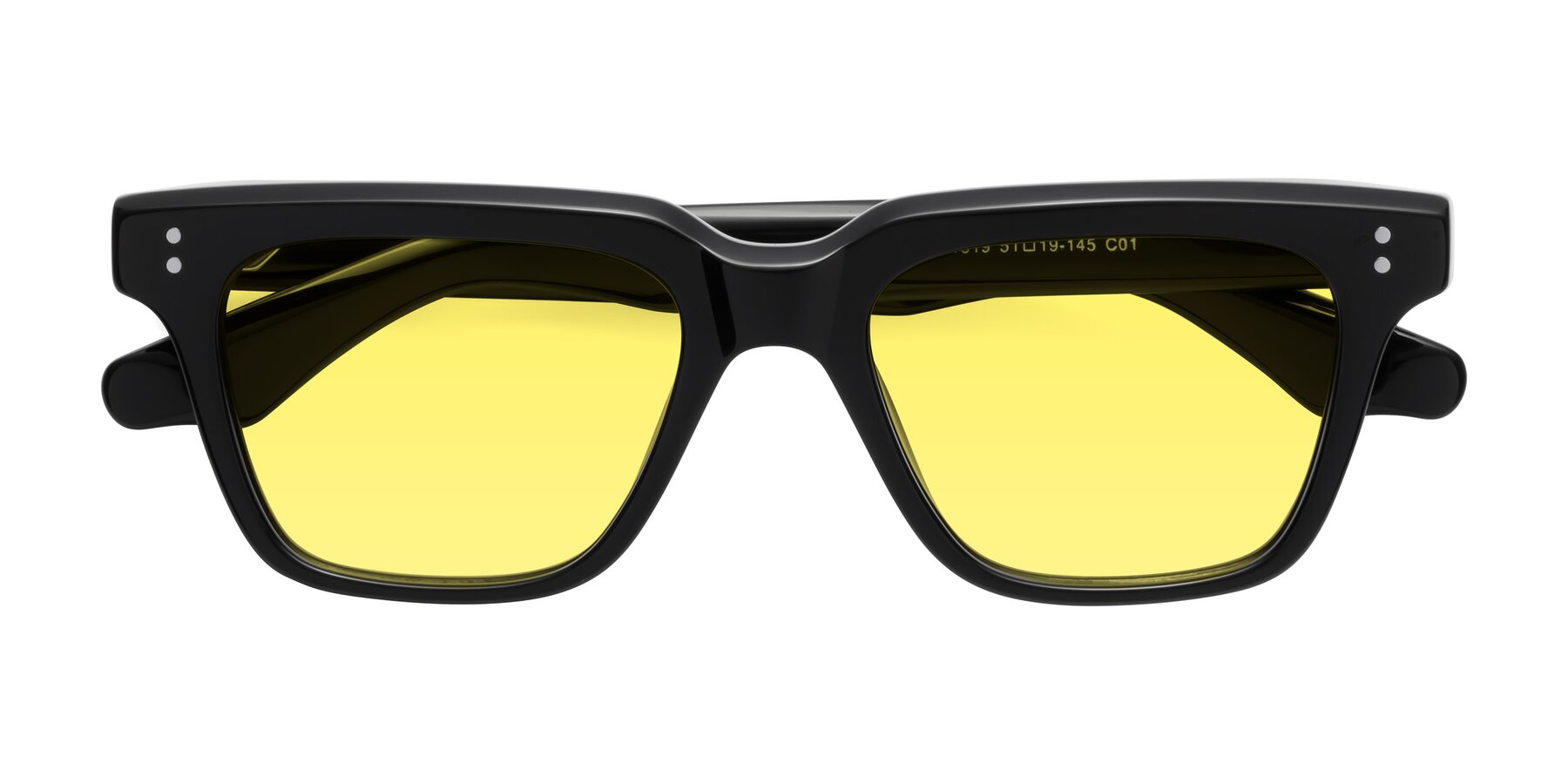 Folded Front of Gates in Black with Medium Yellow Tinted Lenses