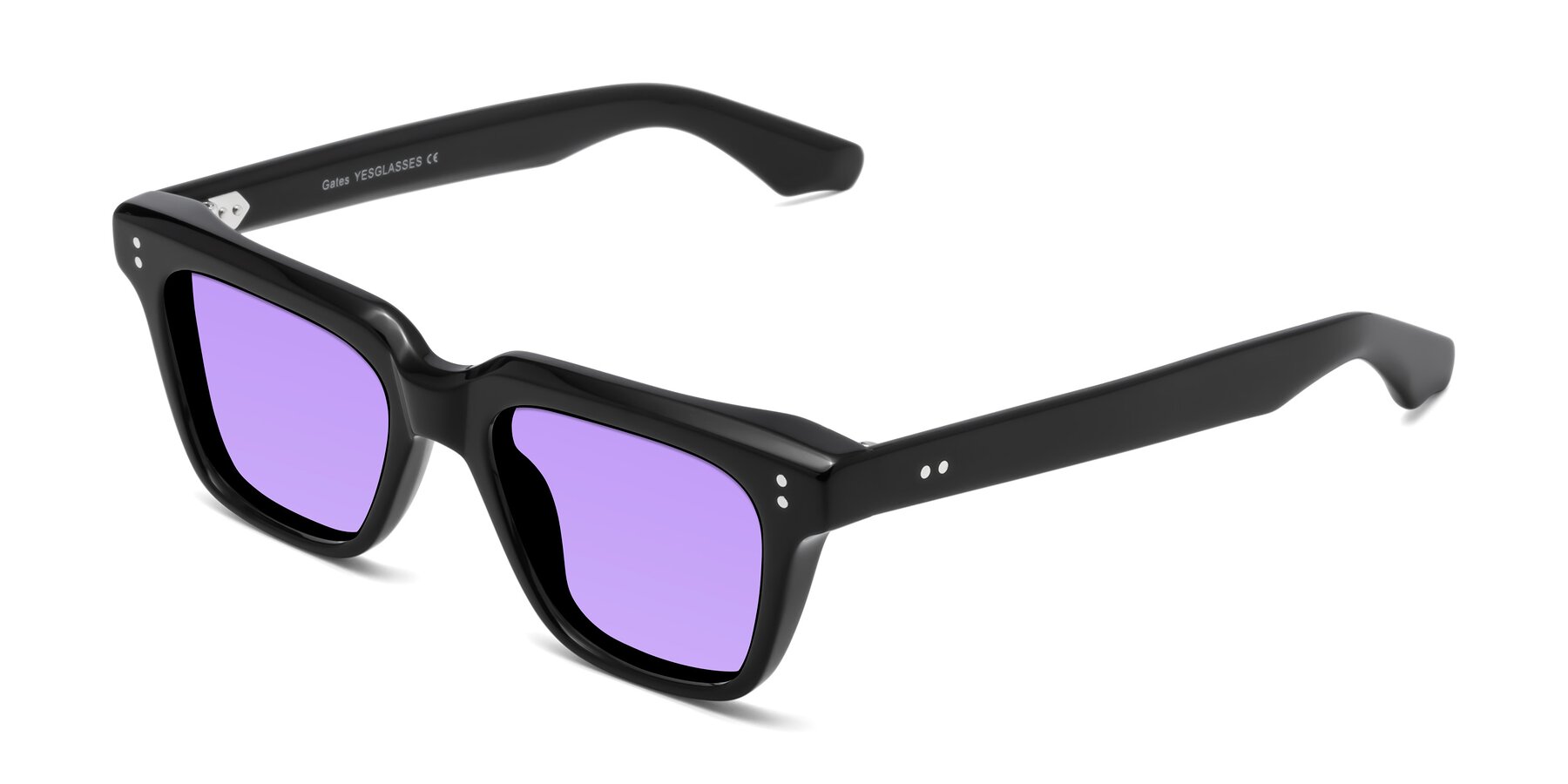 Angle of Gates in Black with Medium Purple Tinted Lenses