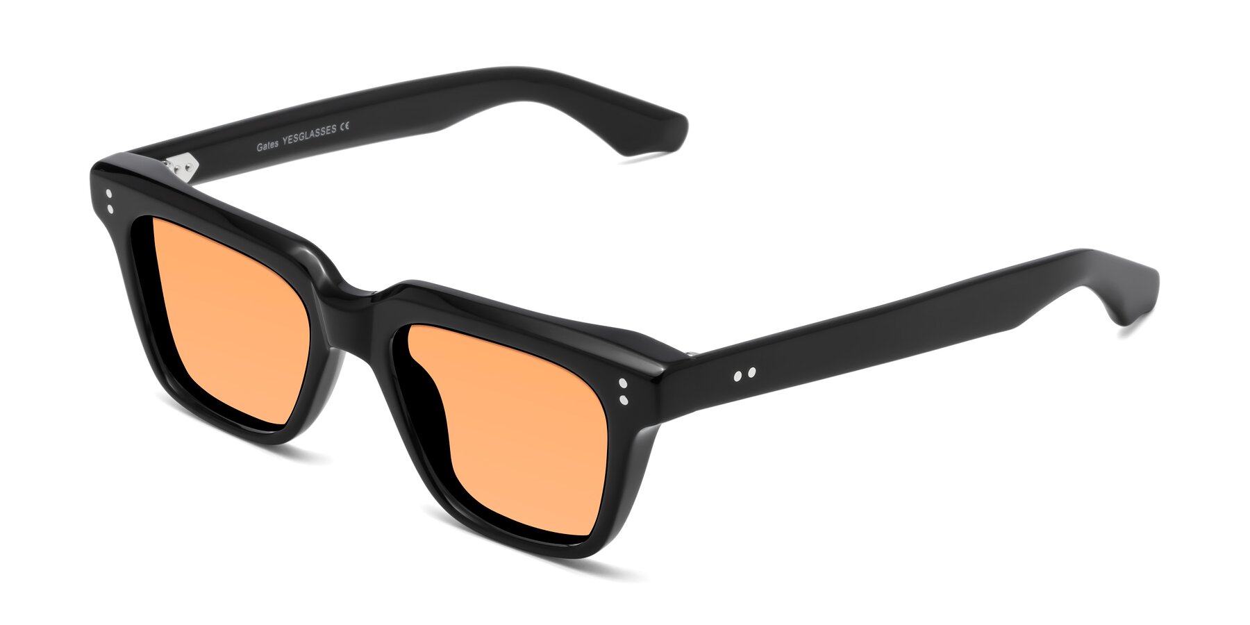 Angle of Gates in Black with Medium Orange Tinted Lenses