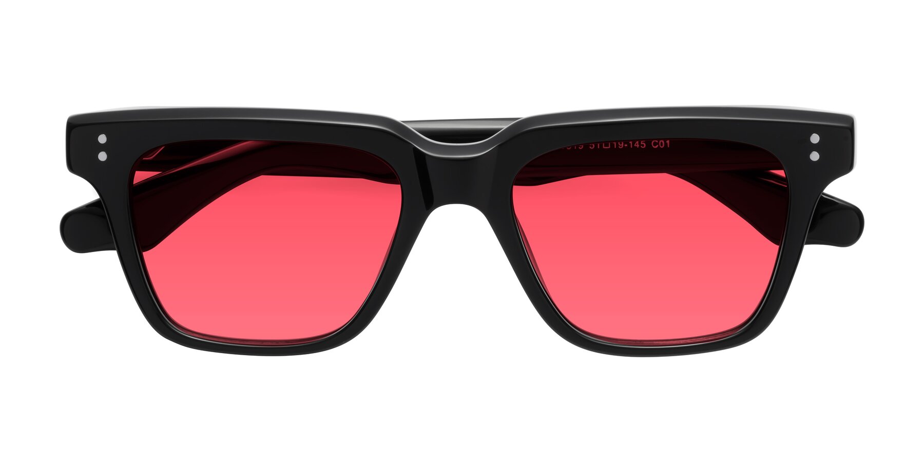 Folded Front of Gates in Black with Red Tinted Lenses