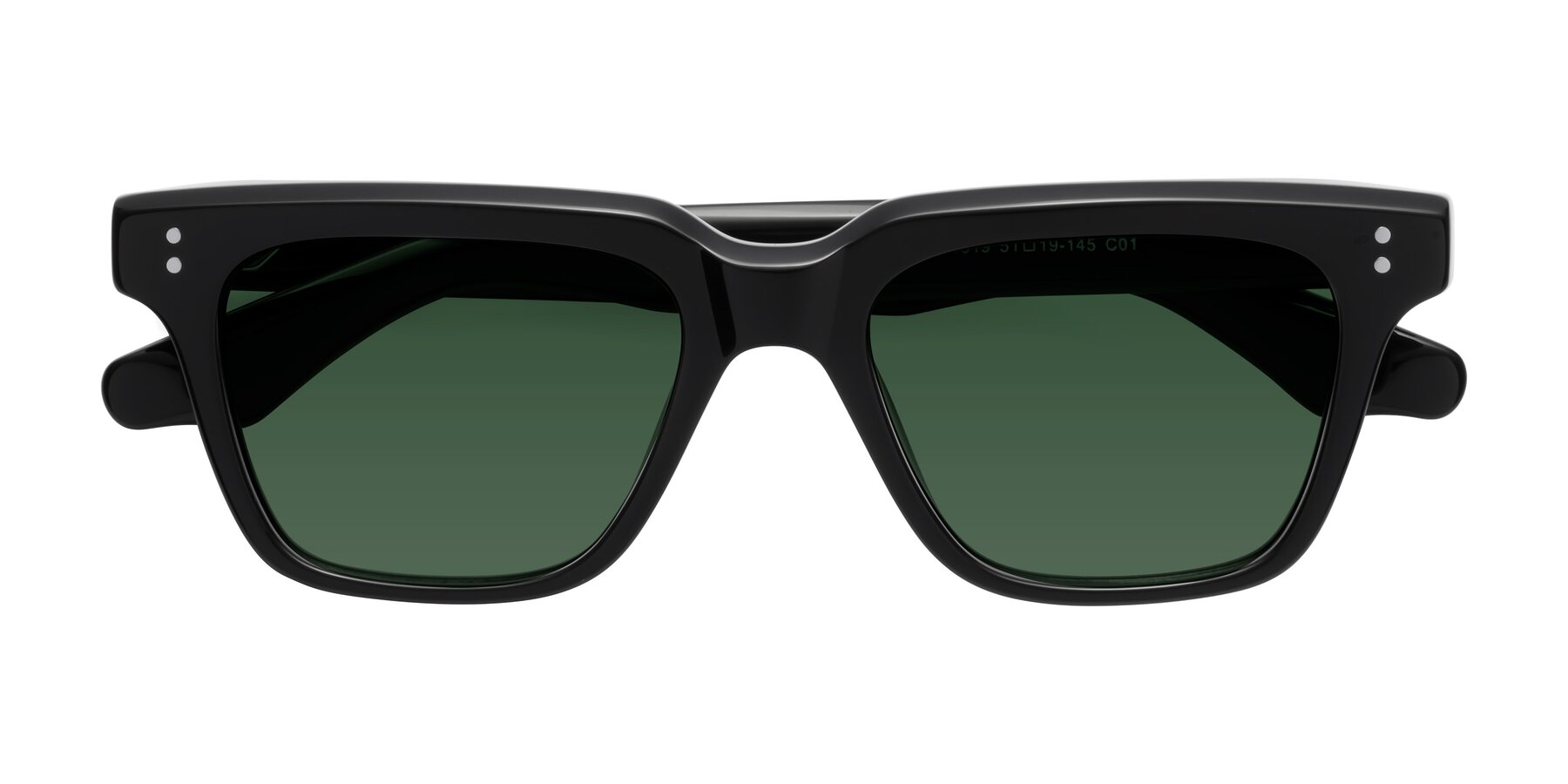 Folded Front of Gates in Black with Green Tinted Lenses