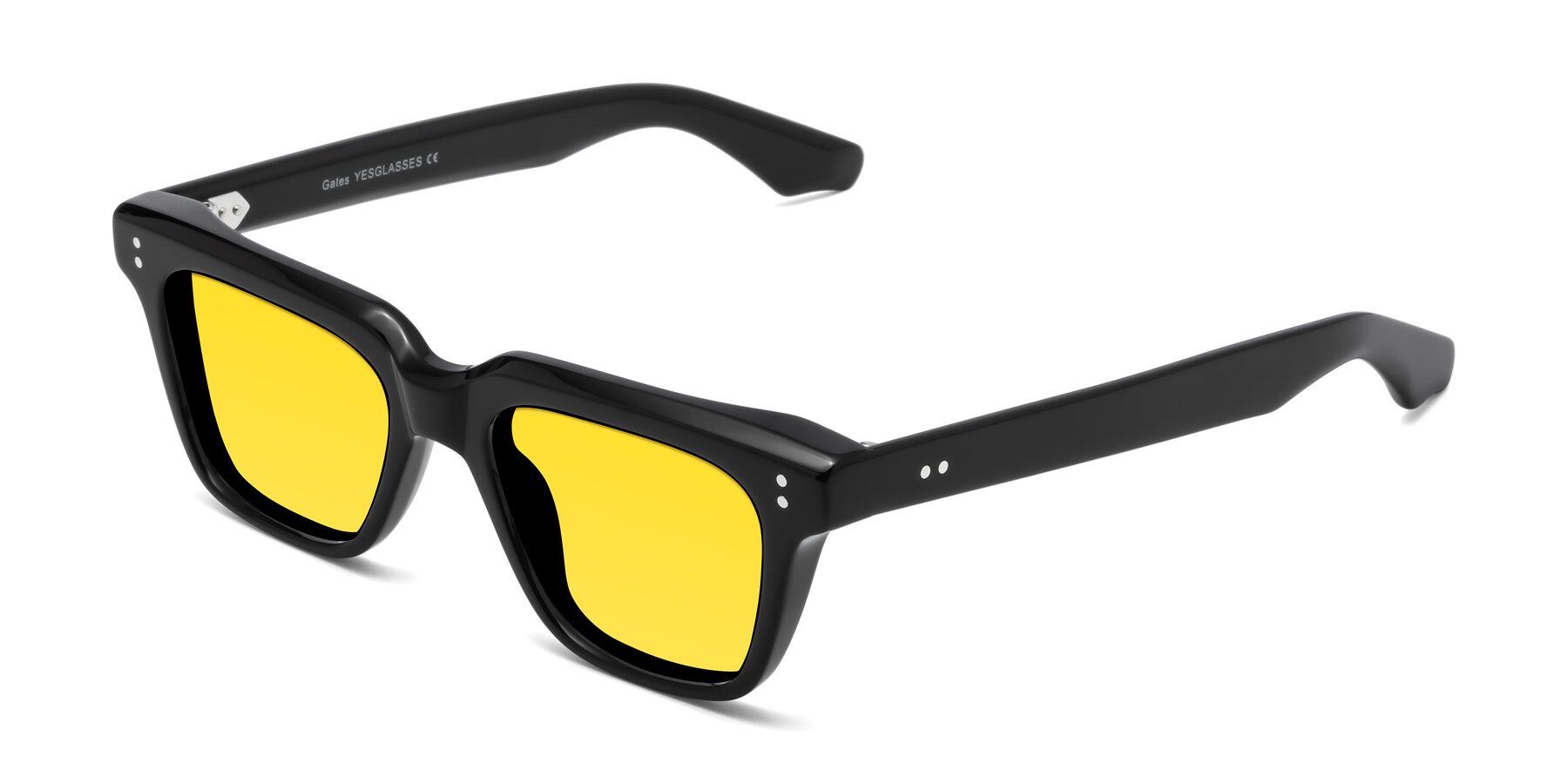 Angle of Gates in Black with Yellow Tinted Lenses